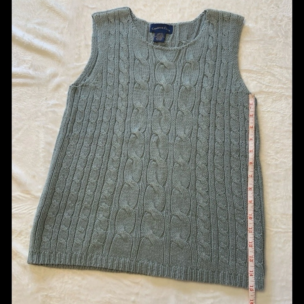 Charter Club Sage Green Cable Knit Sweater Vest Size Small. - Picture 7 of 7